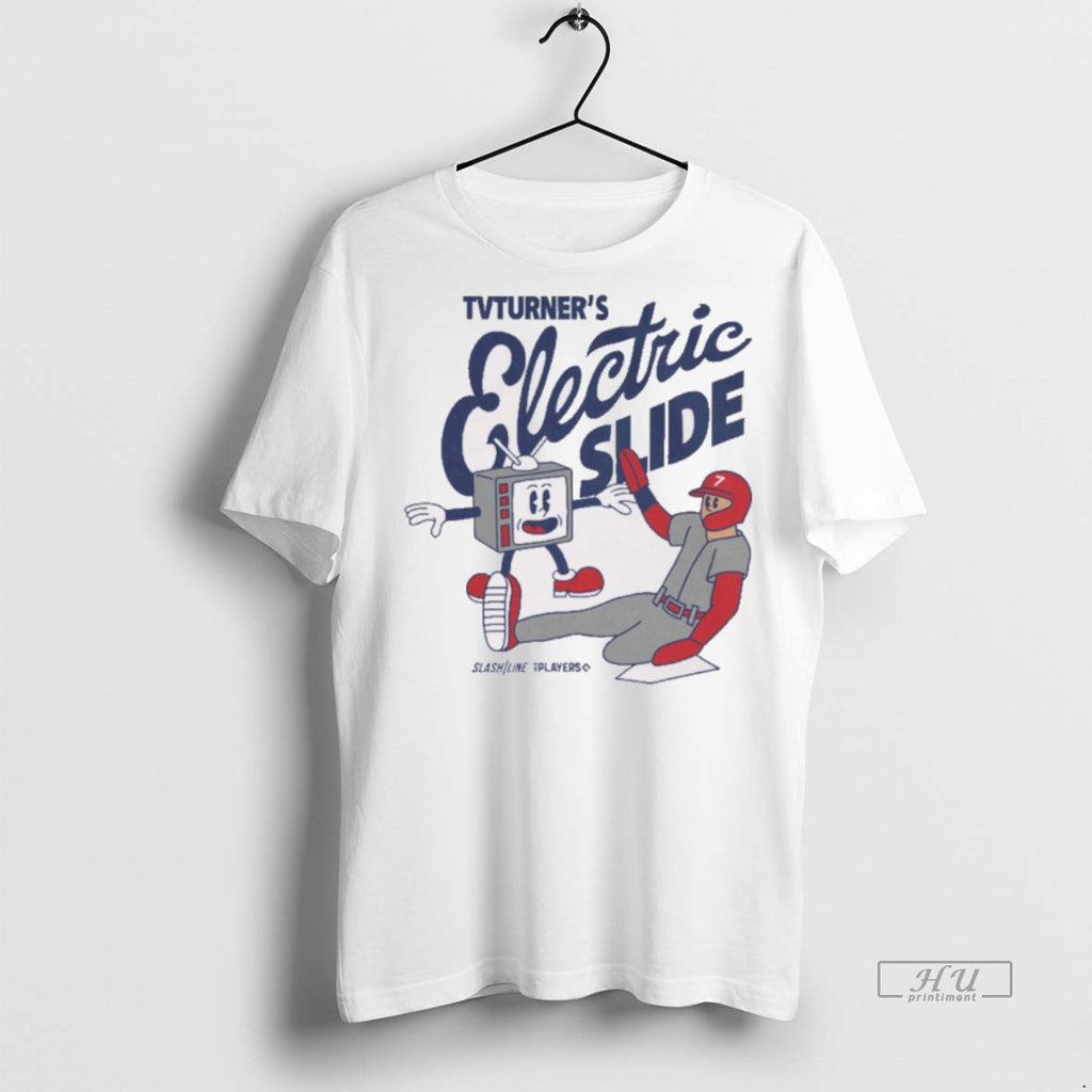 Officials Trea Turner Tvturners Electric Slide Philadelphia Phillies Mlb Slash Line Signature Tee Shirt Sweater