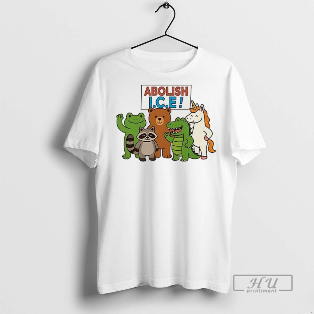 Officials Trending Abolish Ice Frog Unicorn Raccoon Bear Dinosaur Protest Funny Graphic Tee Shirt