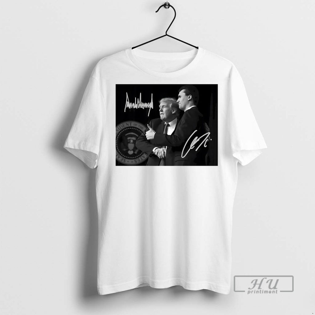 Officials Trending Charlie Kirk And Trump Frame Signatures T Shirt Sweatshirt Hoodies