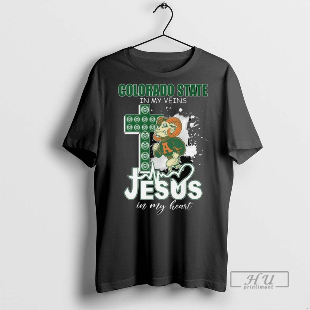 Officials Trending Colorado State Rams In My Veins Jesus In My Heart Mascot Long Sleve