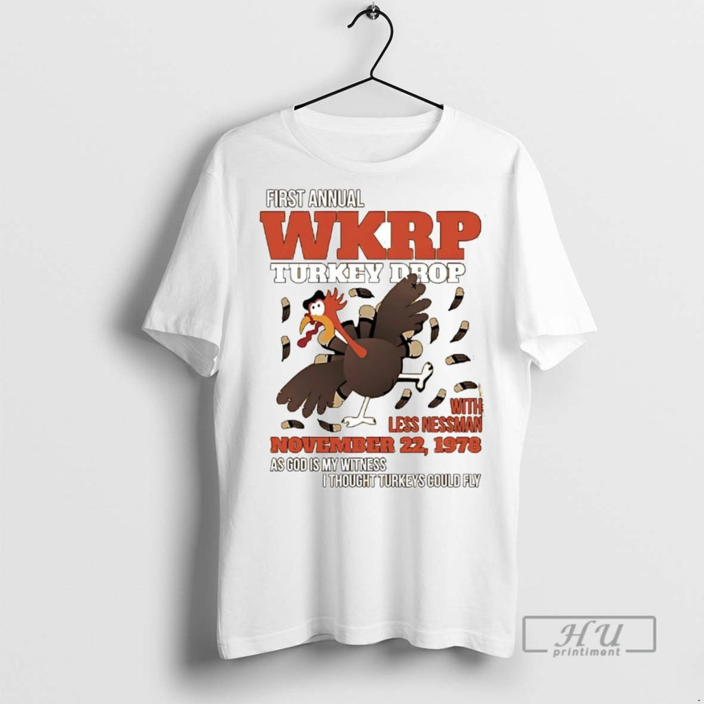 Officials Trending First Annual Wkrp Turkey Drop With Less Nessman Thanksgiving Graphic Tee Shirt