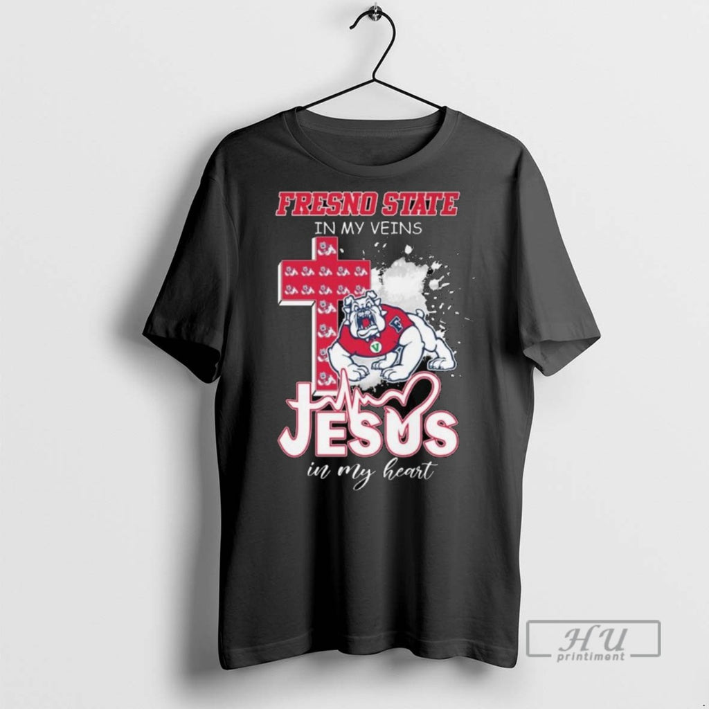 Officials Trending Fresno State In My Vein Mascot Jesus In My Heart Long Sleve