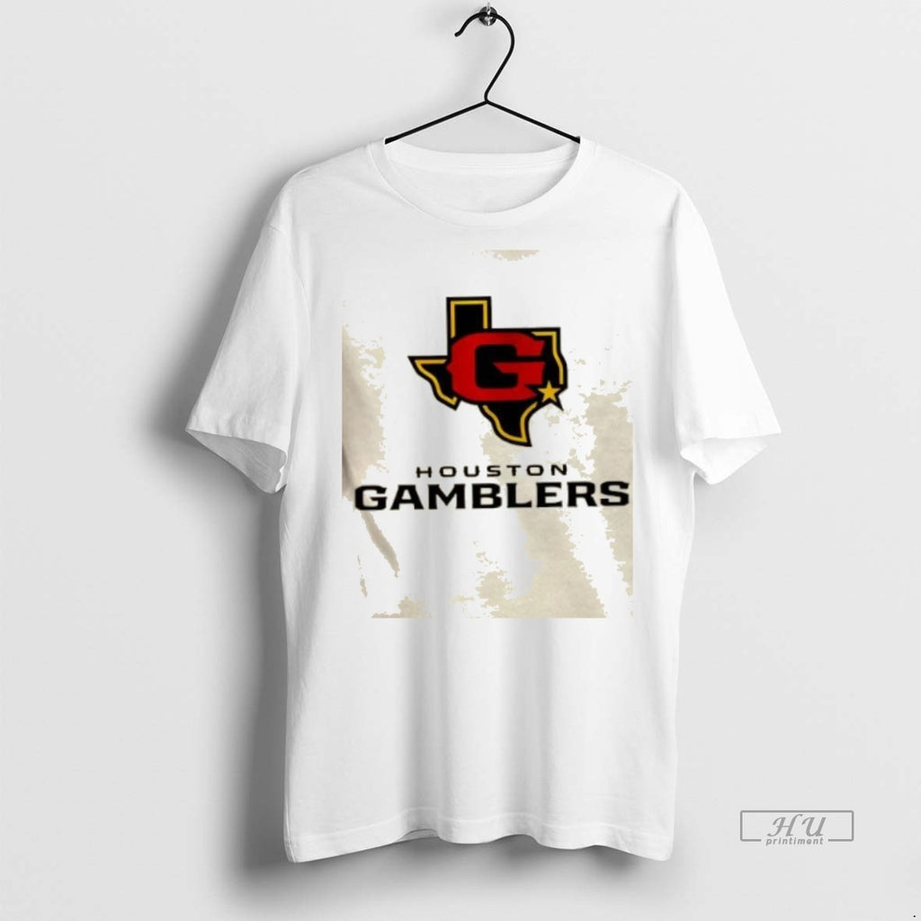 Officials Trending Houston Gamblers Lockup Logo Tee Shirt Sweater