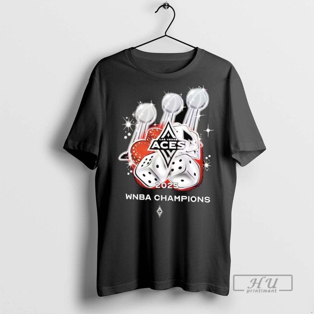 Officials Trending Las Vegas Aces Three Time Wnba Champions 2025 Trophy Graphic Tee Shirt