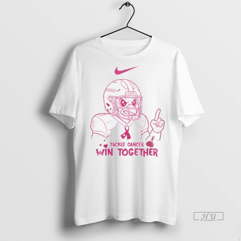 Officials Trending Louisville Cardinals Tackle Cancer Win Together In October We Wear Pink Logo Tee