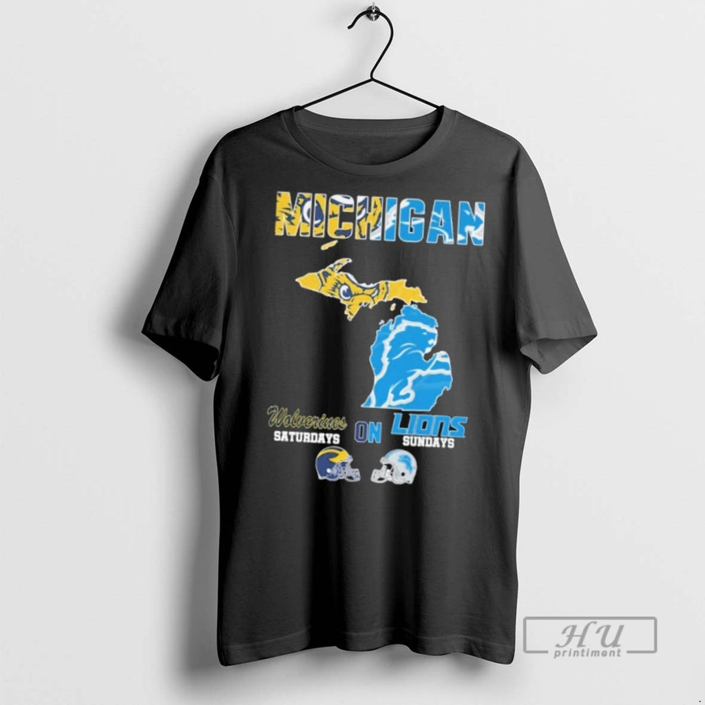 Officials Trending Michigan Wolverines On Saturdays Detroit Lions On Sundays In Michigan T Shirt