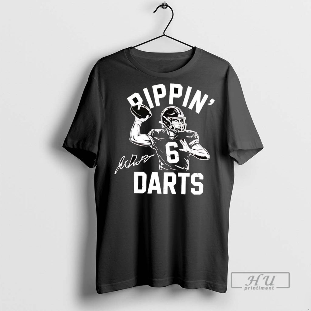 Officials Trending New York Giants Ripping Jaxson Dart Signature Graphic Tee Shirt Sweatshirt Hoodies