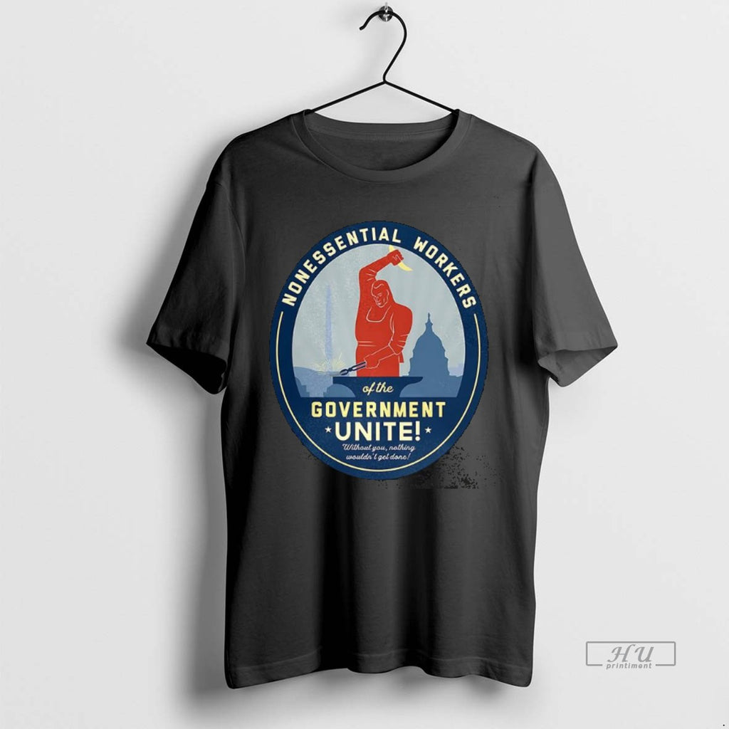 Officials Trending Nonessential Workers Of The Government Unite Government Shutdown Logo Caricature Tee Shirt Sweater