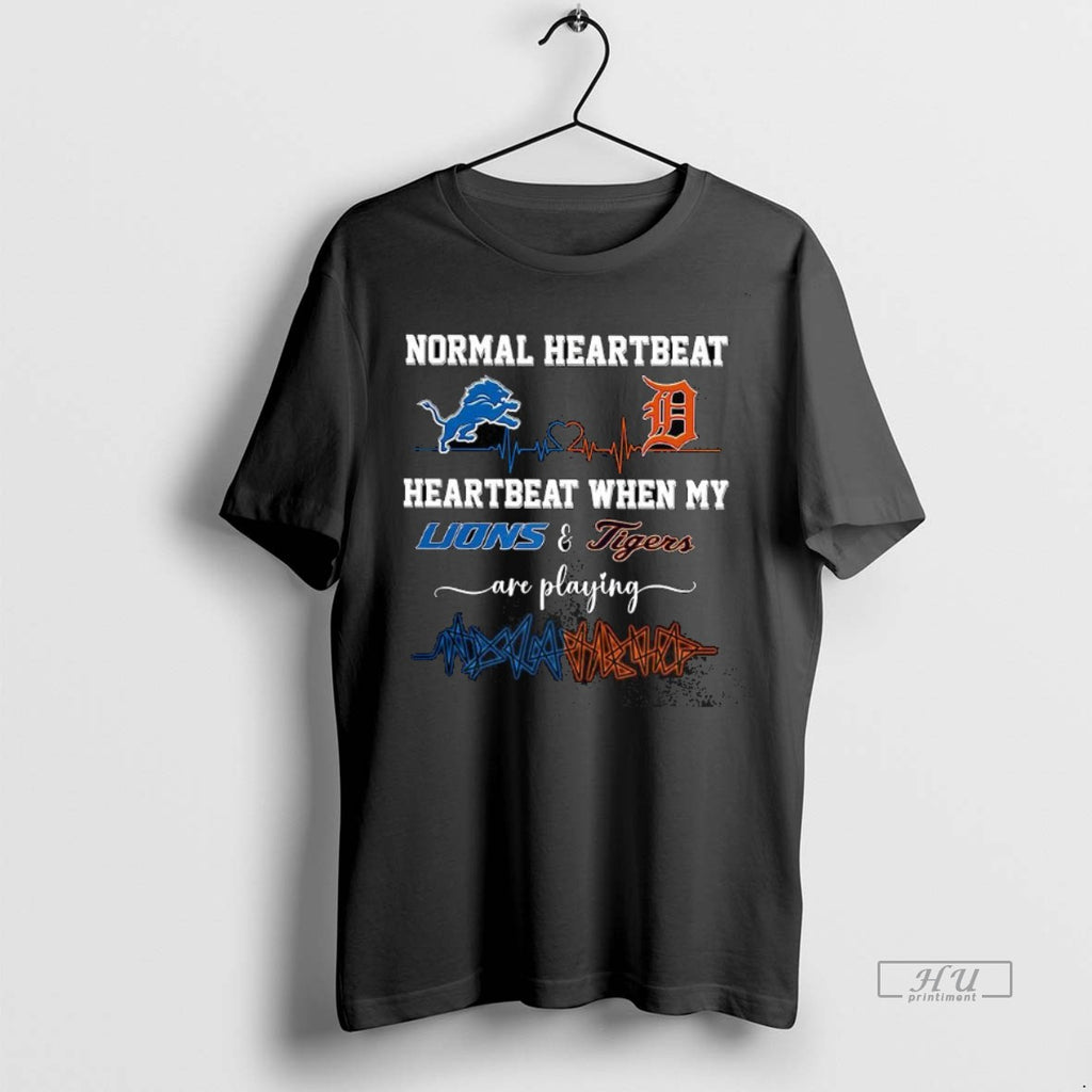Officials Trending Normal Heartbeat And Heartbeat When My Detroit Lions And Tigers Are Playing Tee