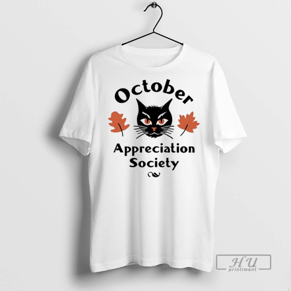 Officials Trending October Appreciation Society Black Cat Graphic Tee Shirt Sweatshirt Hoodies