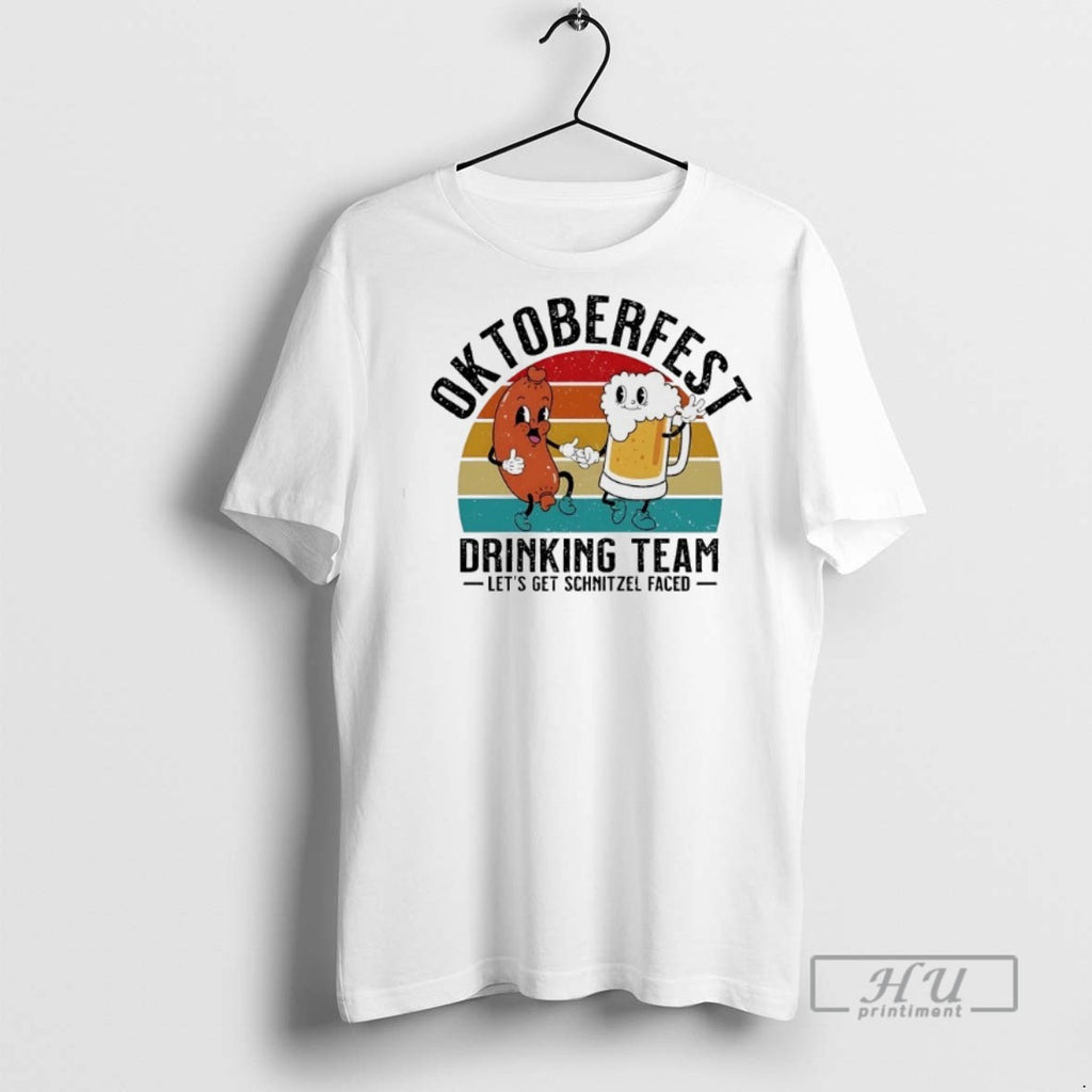 Officials Trending Oktoberfest Drinking Team Beer Sausage Lets Get Schnitzel Faced Graphic Tee Shirt