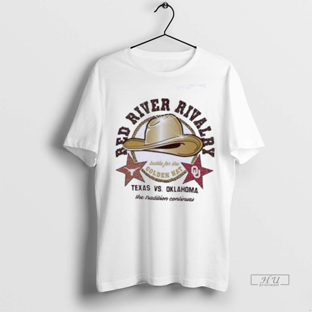 Officials Trending Red River Rivalry Golden Hat Texas Vs Oklahoma T Shirt Sweater