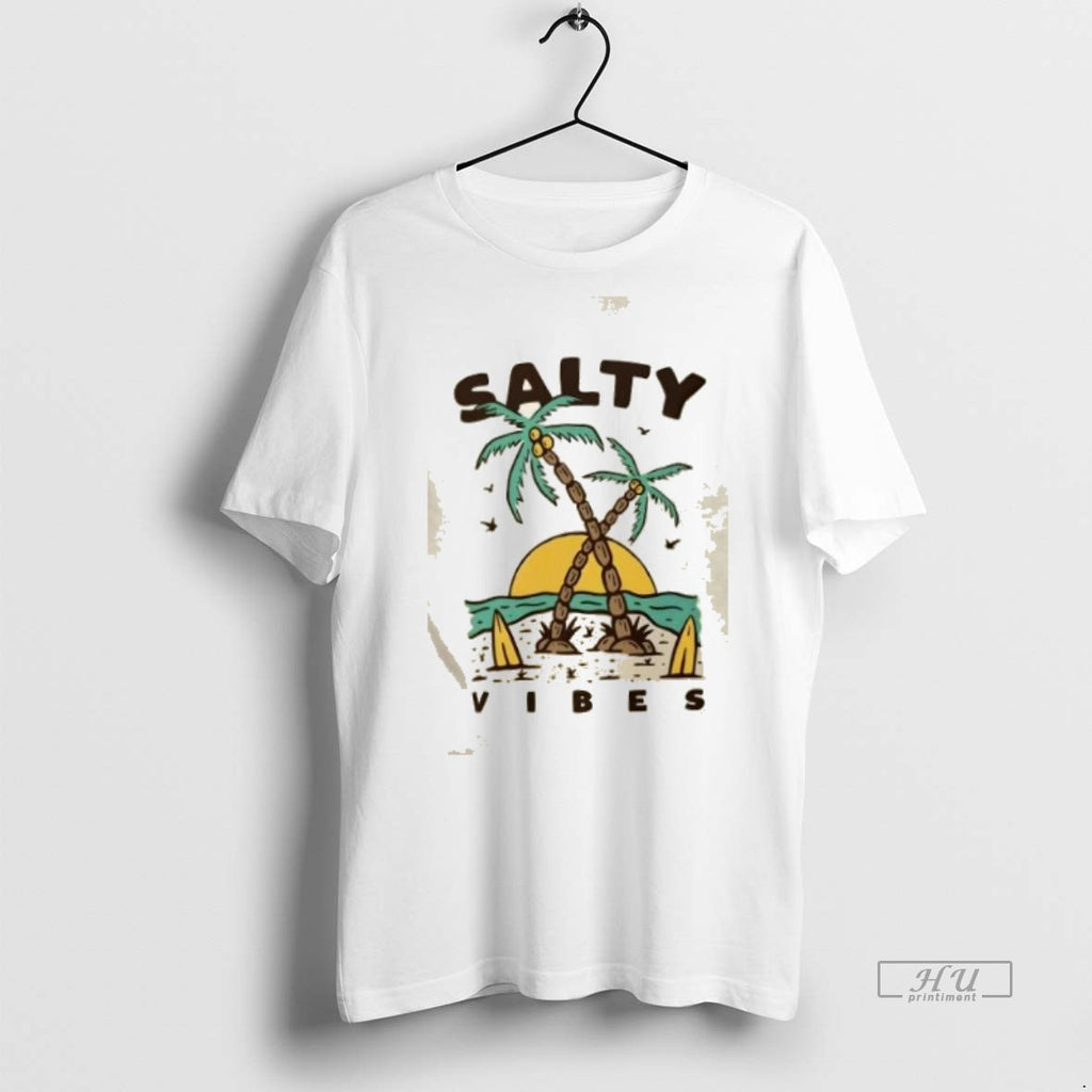 Officials Trending Salty Vibes Retro Beach Surf Tee Shirt Sweater