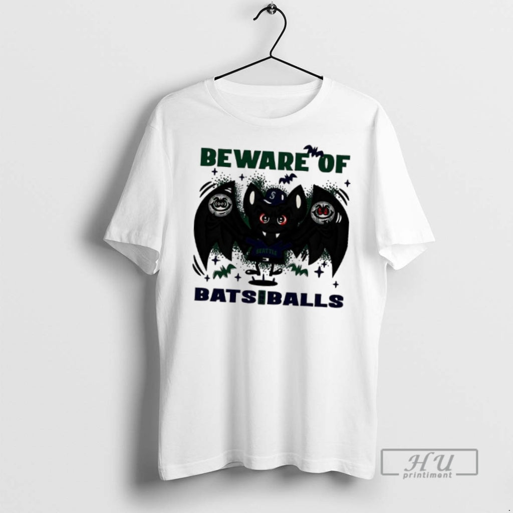 Officials Trending Seattle Mariners Baseball Beware Of Bats And Balls Halloween T Shirt