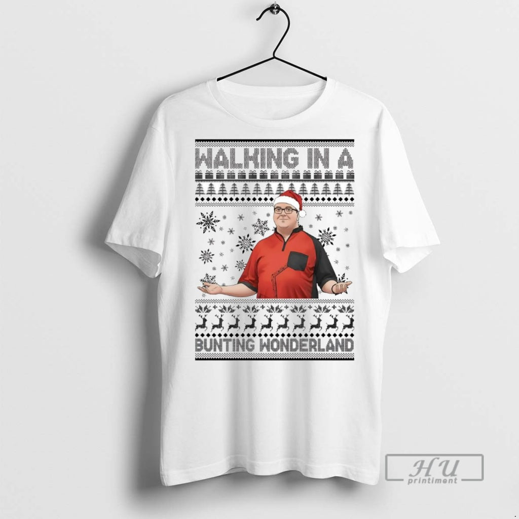 Officials Trending Stephen Bunting Walking In A Bunting Wonderland Christmas Graphic Tee Shirt Sweatshirt Hoodies