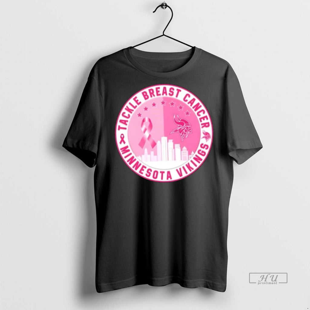 Officials Trending Tackle Breast Cancer Minnesota Vikings Football Skyline Tee Shirt Sweater