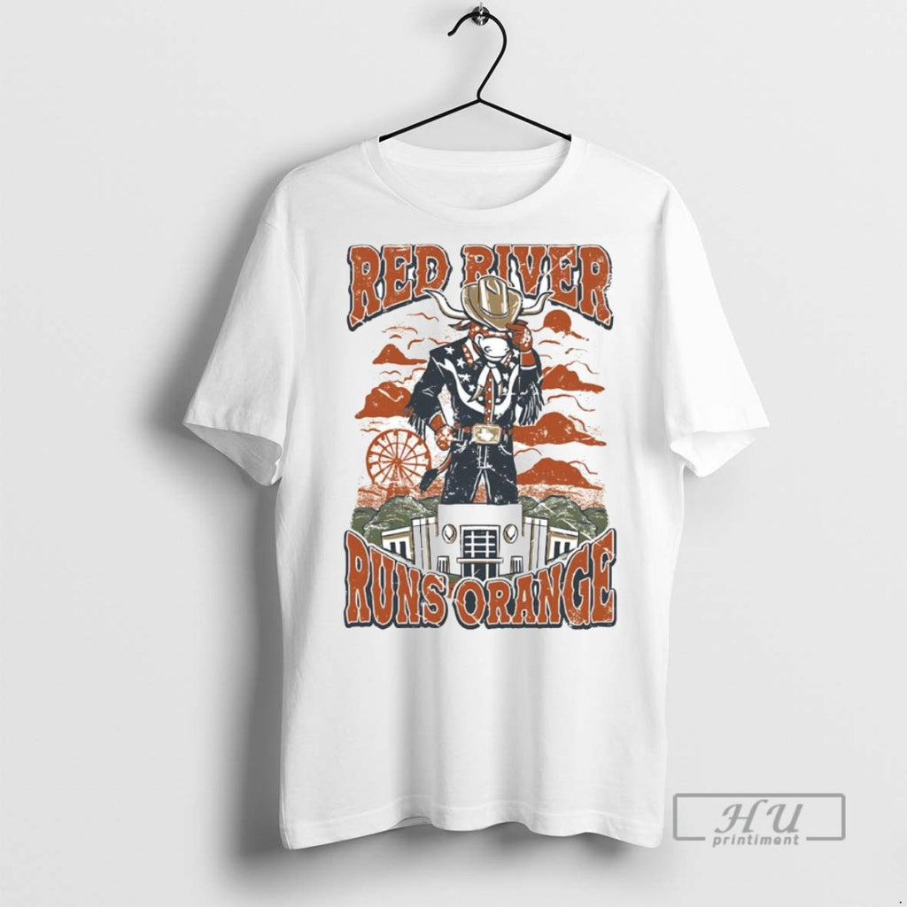 Officials Trending Texas Longhorns Red River Runs Orange Graphic Tee Shirt Sweatshirt Hoodies