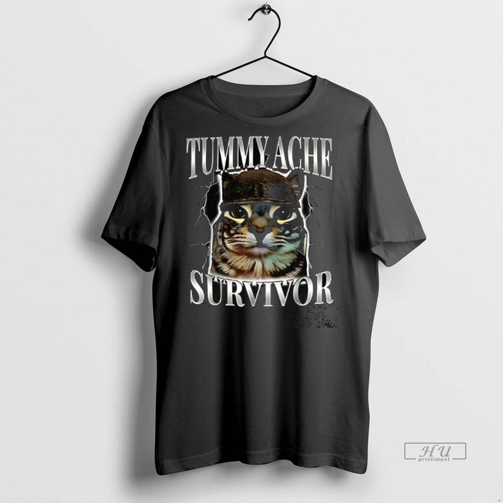 Officials Trending Tummy Ache Survivor Cat Tee Shirt Sweater