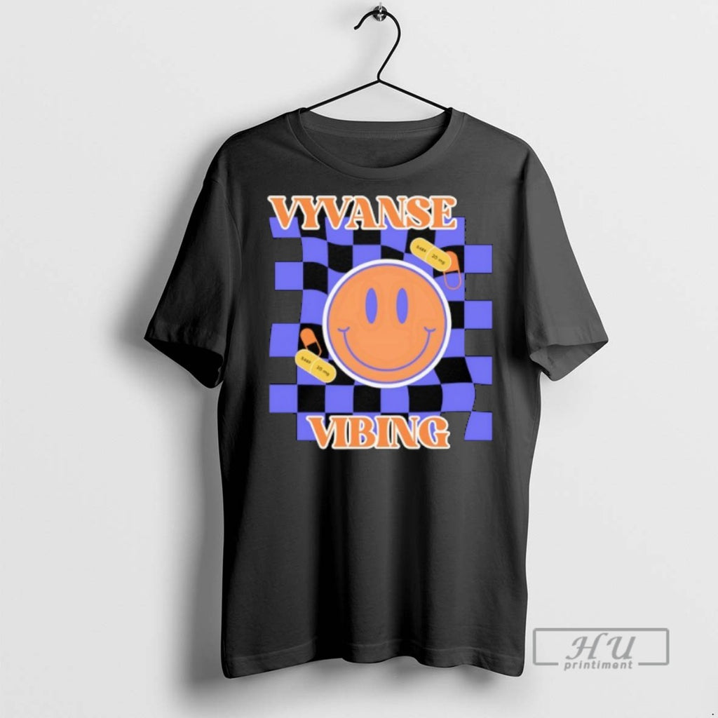 Officials Trending Vyvanse Vibing Smile Emoji T Shirt Sweatshirt Hoodies
