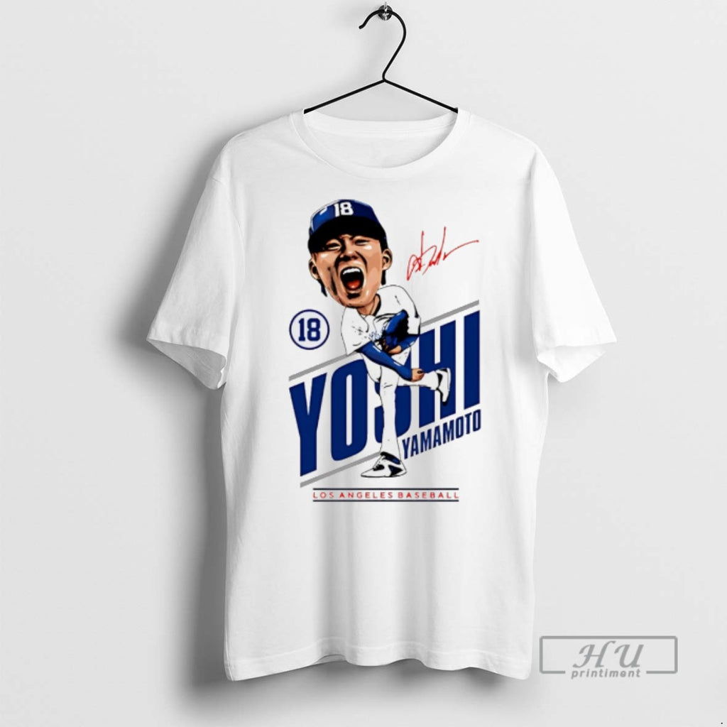 Officials Trending Yoshinobu Yamamoto Los Angeles Dodgers Caricature 2025 T Shirt