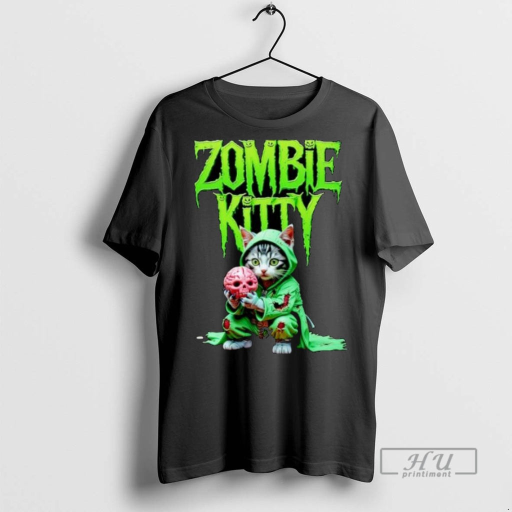 Officials Trending Zombie Kitty Halloween Meme Ornaments Tee Shirt
