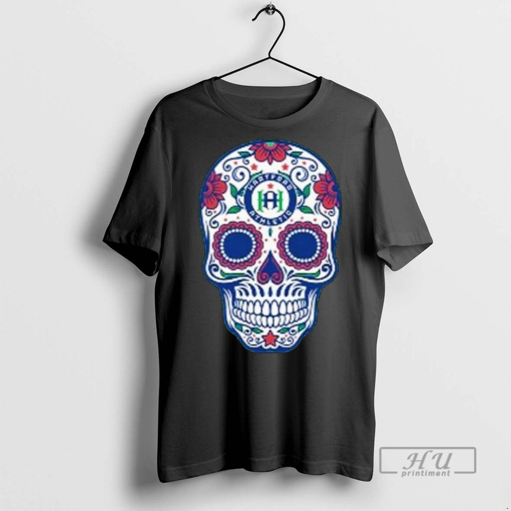 Officials Trendy Hartford Heather Kelly Skull Long Sleve T Shirts