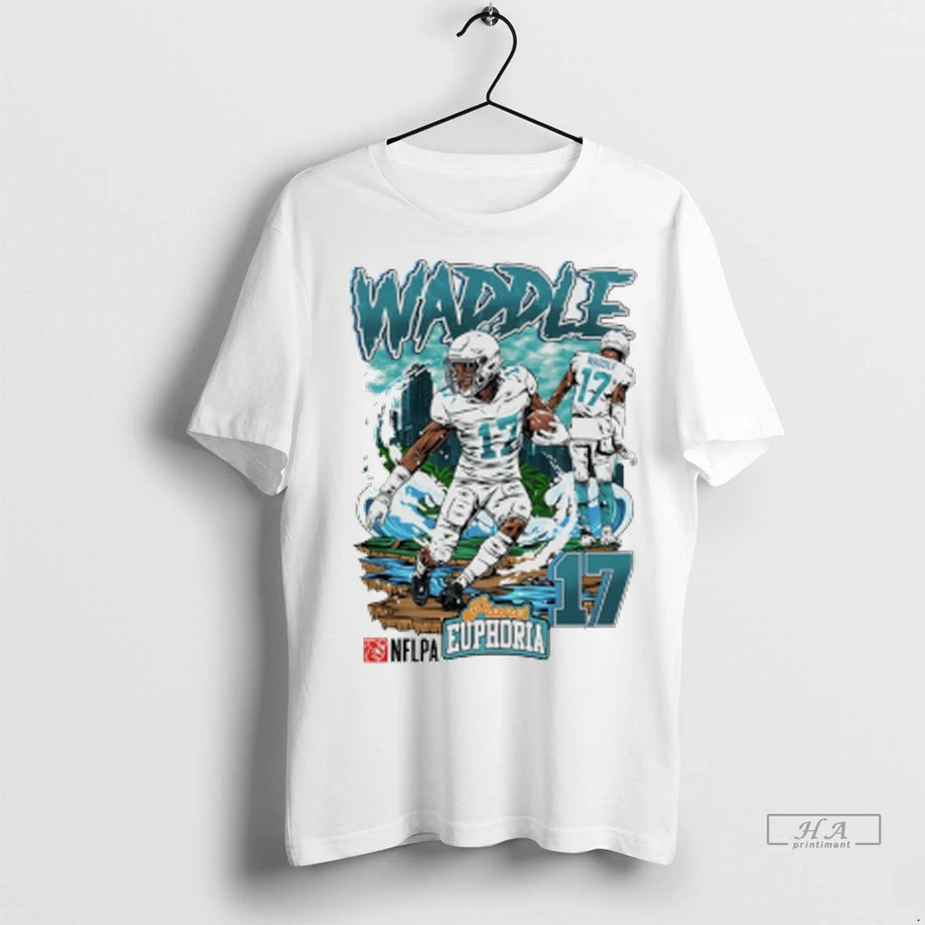 Officials Trendy Jaylen Waddle 17 Miami Dolphins Player City Skyline Graphic Shirt Sweater