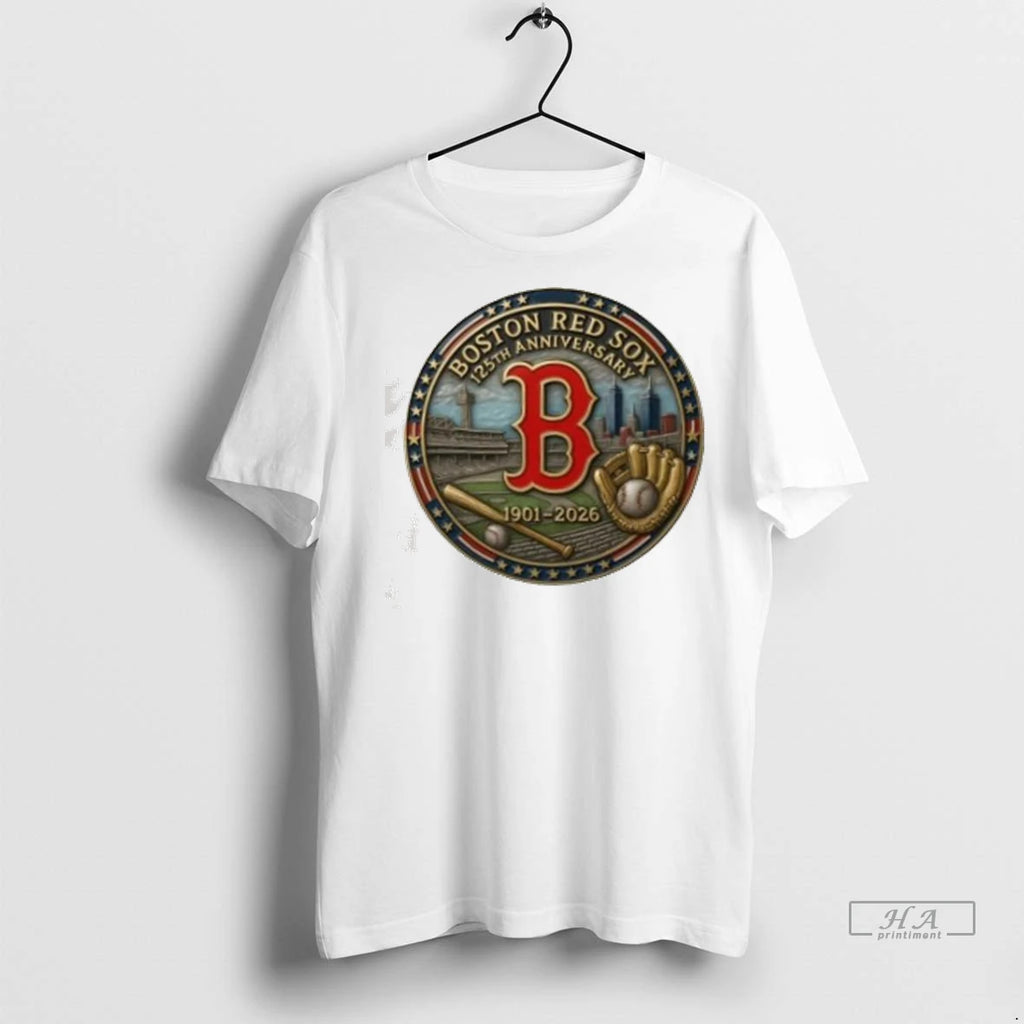 Officials Trendy Mlb Boston Red Sox 125th Anniversary Commemorative 1901 2026 T Shirt T7lgxh