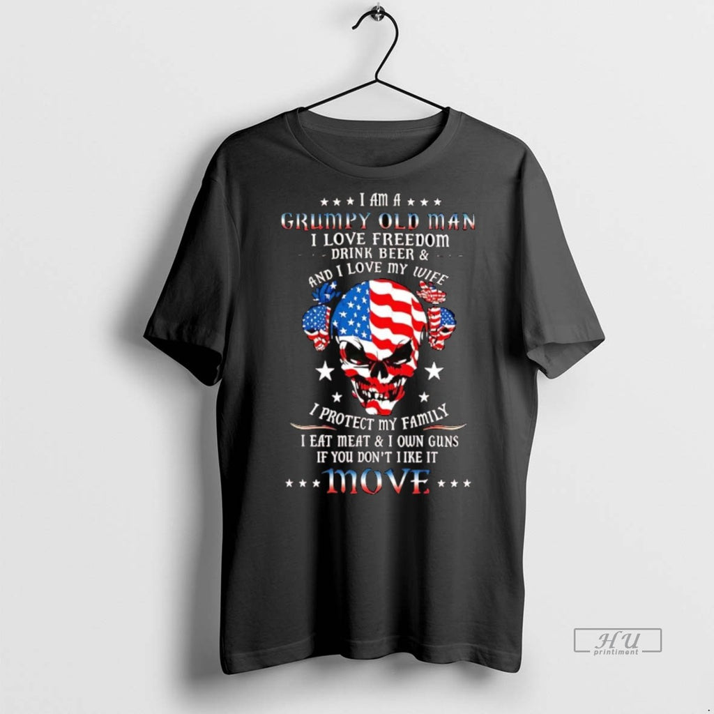 Officials Veteran Skull Im A Grumpy Old Man I Love Freedom Move Shirt Sweater
