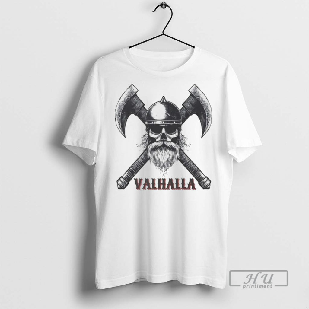 Officials Viking Valhalla Skull Crosses Axe T Shirts