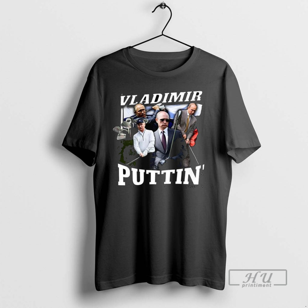 Officials Vladimir Puttin Putin Playing Golf Flag Satirical T Shirt