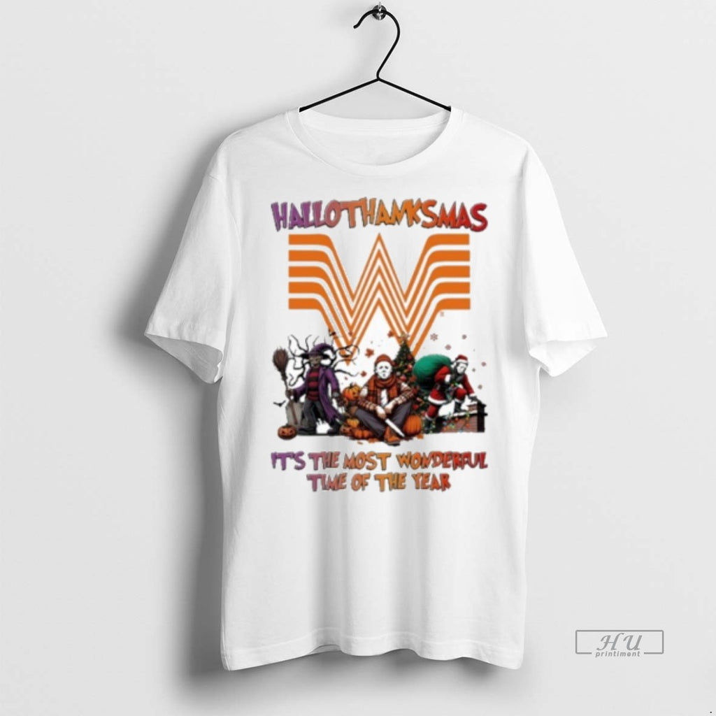 Officials Whataburger Logo Hallothanksmas Horror Film Its The Most Wonderful Time Of The Year Tee