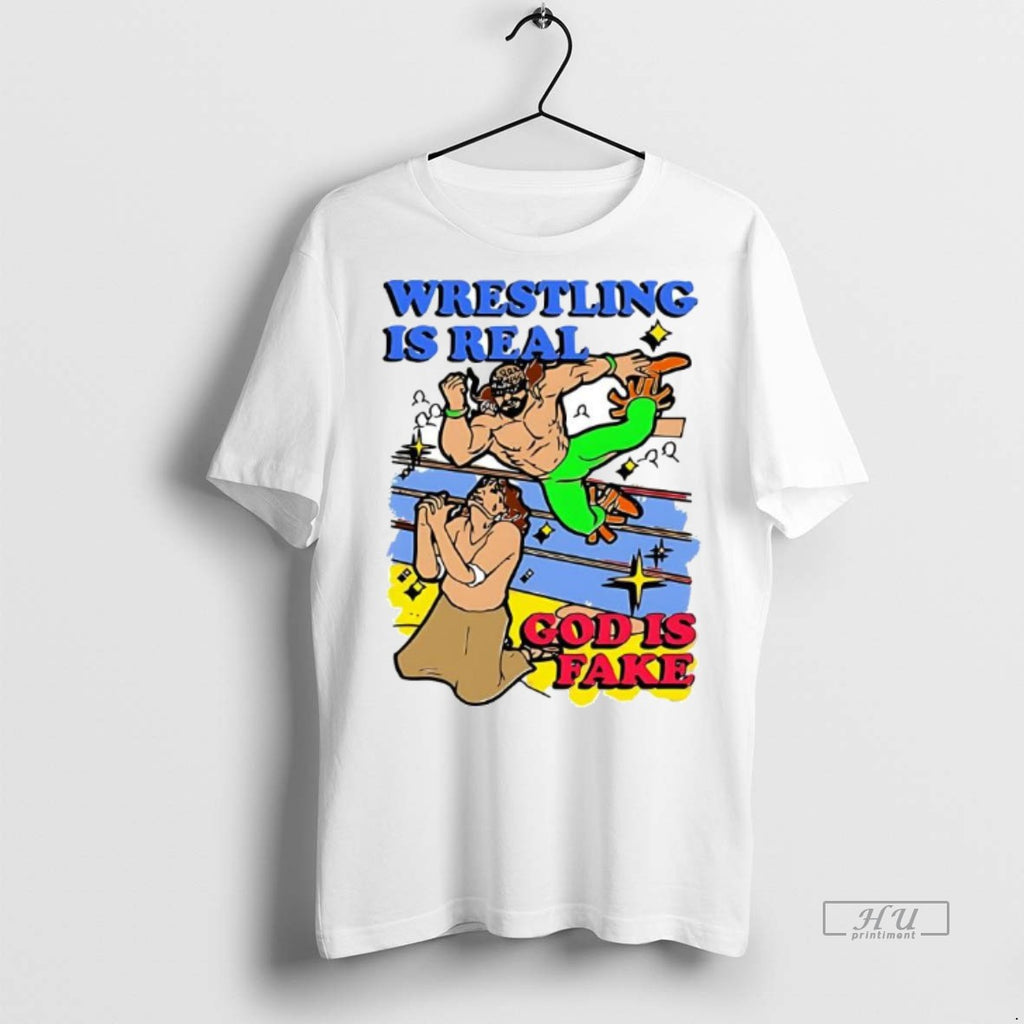Officials Wrestling Is Real God Is Fake Caricature Cartoon Tee Shirt Sweater Hoodie 2