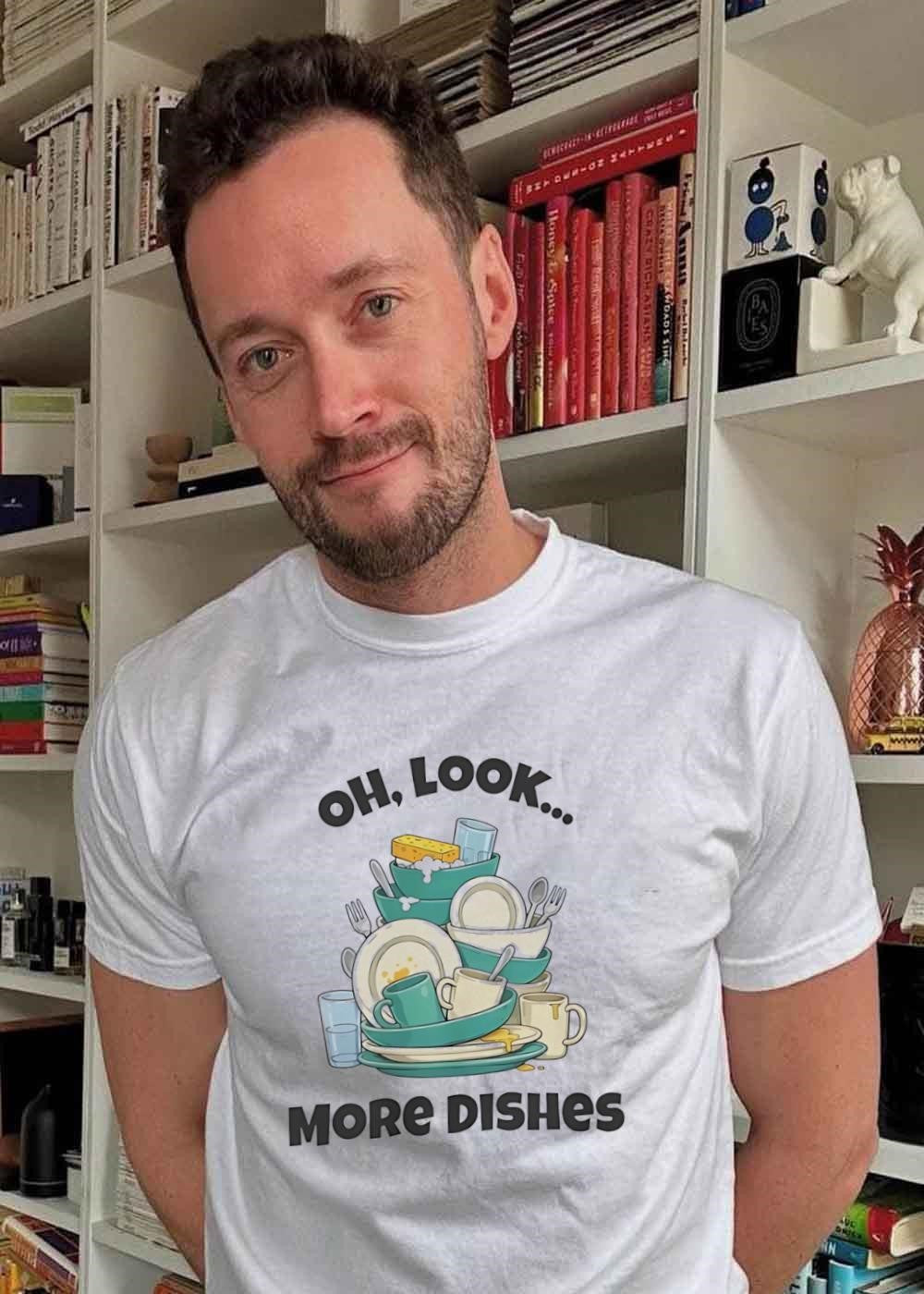 Oh Look More Dishes Stacked Plates Cartoon shirt