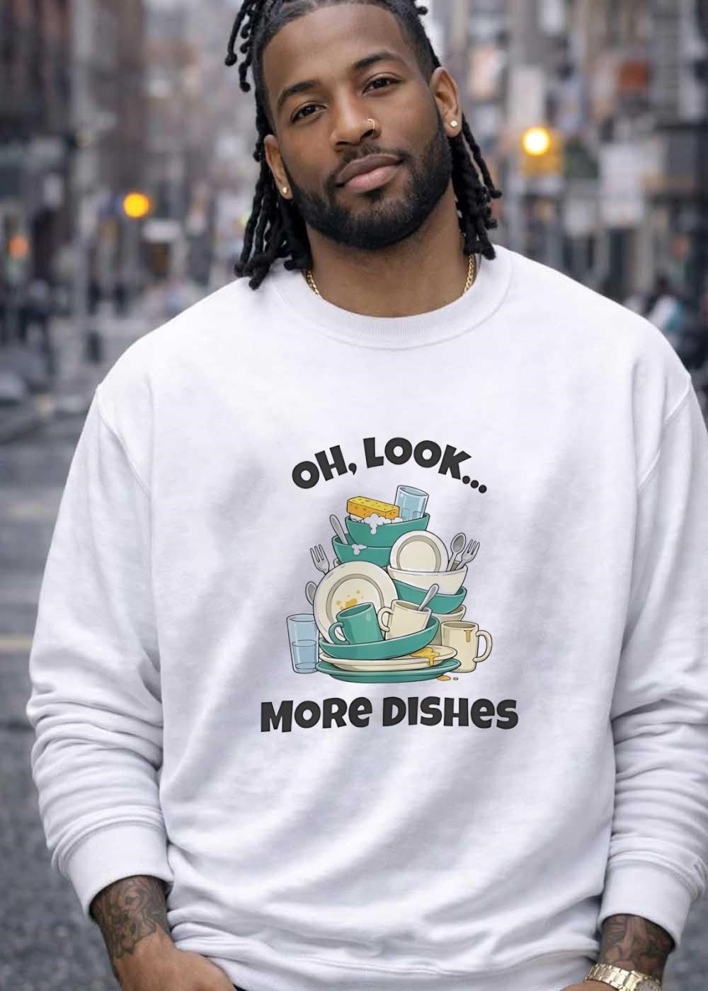 Oh Look More Dishes Stacked Plates Cartoon shirt