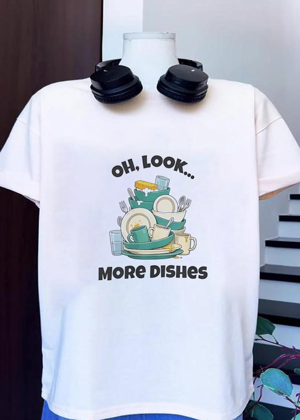 Oh Look More Dishes Stacked Plates Cartoon shirt