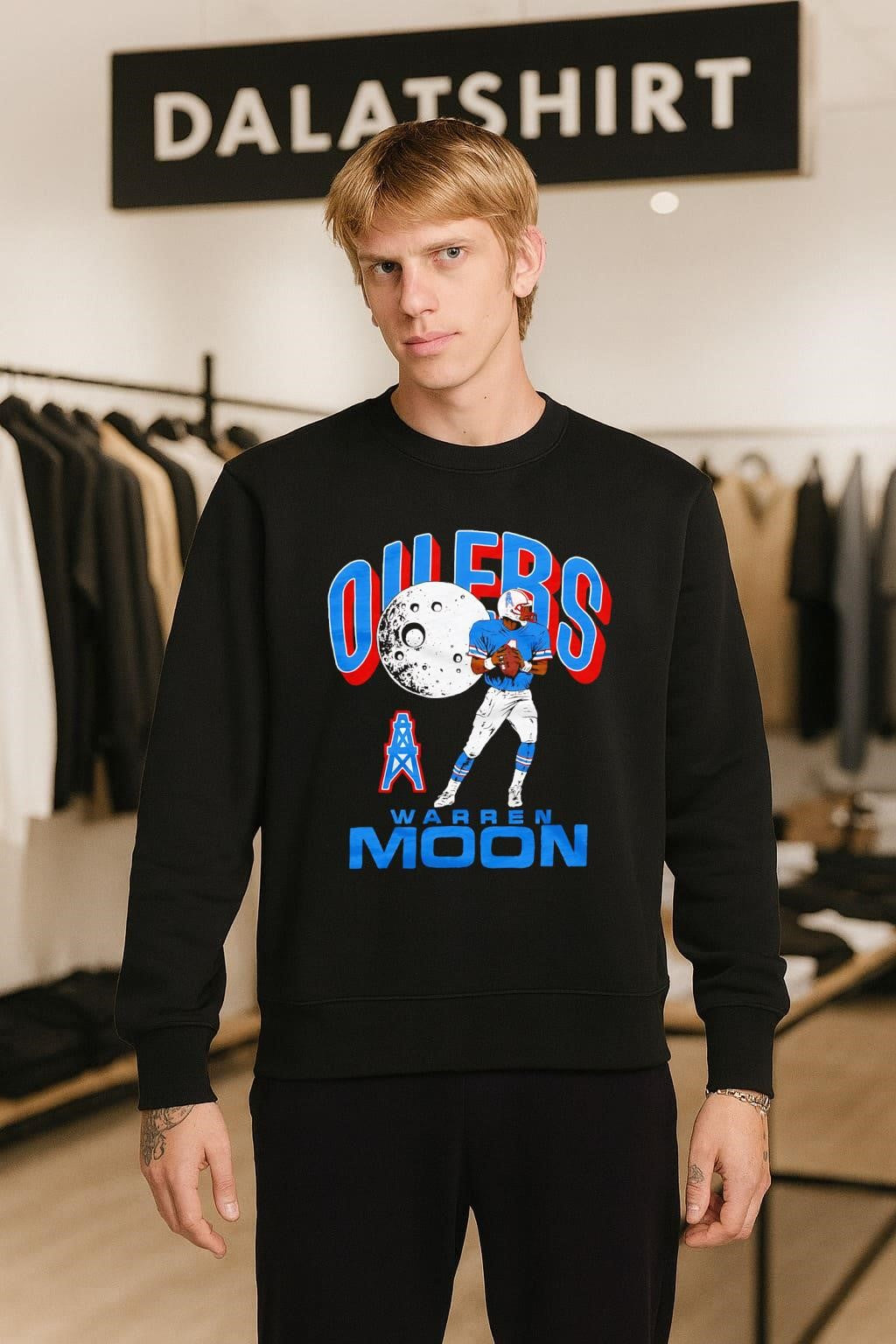 Oilers Warren Moon Moon Oil Derrick Football Player Graphic shirt