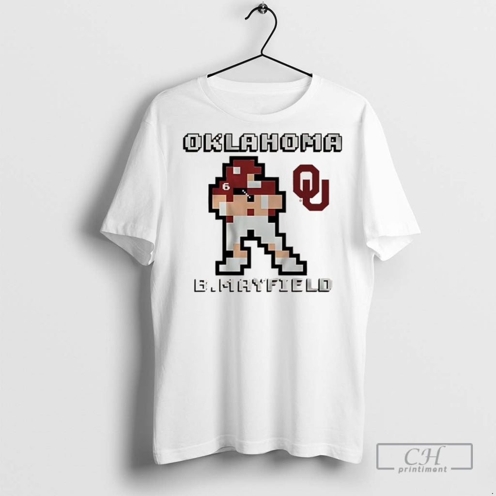 Oklahoma Sooners Football Baker Mayfield Retro Baller 8 Bit T Shirts
