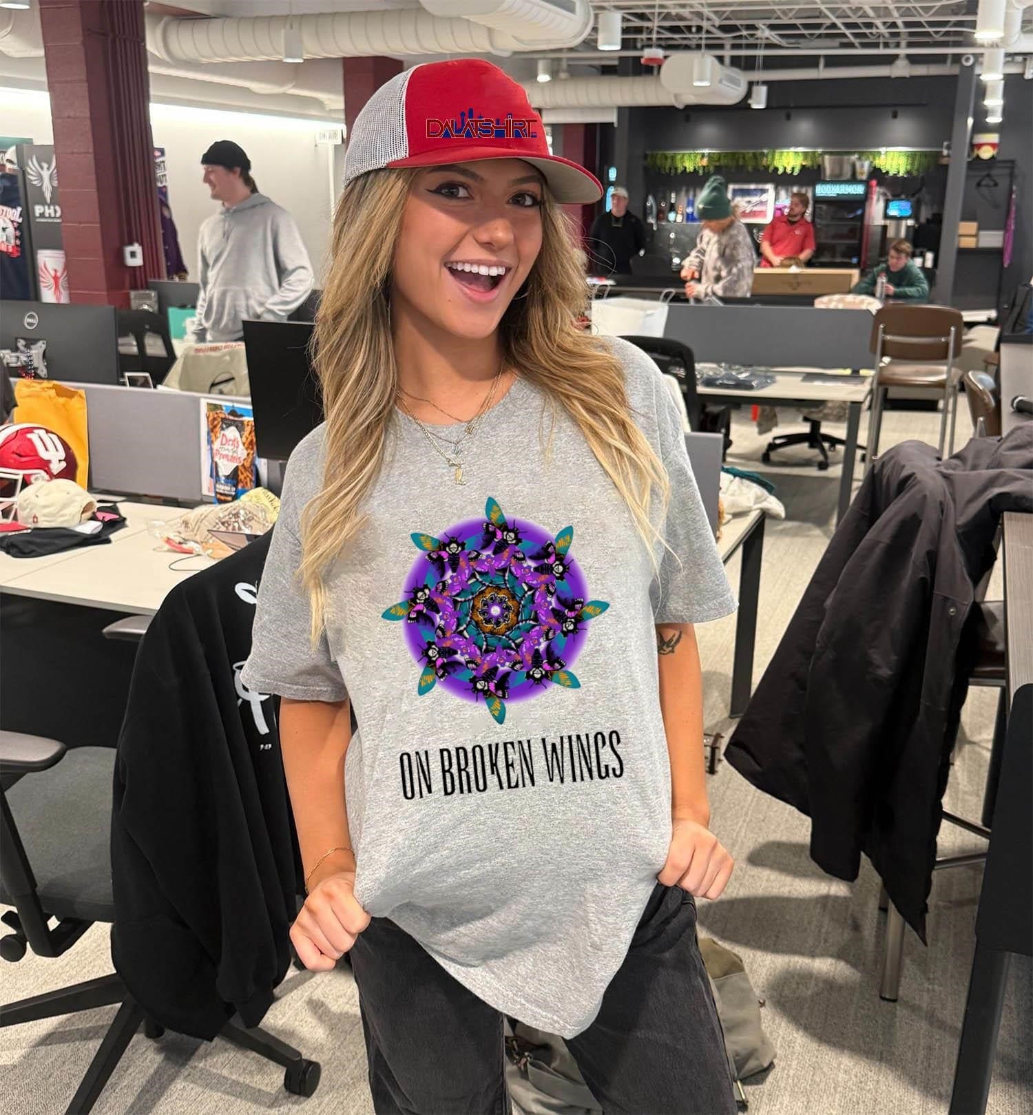 On Broken Wings Colorful Moth Mandala Spiritual shirt