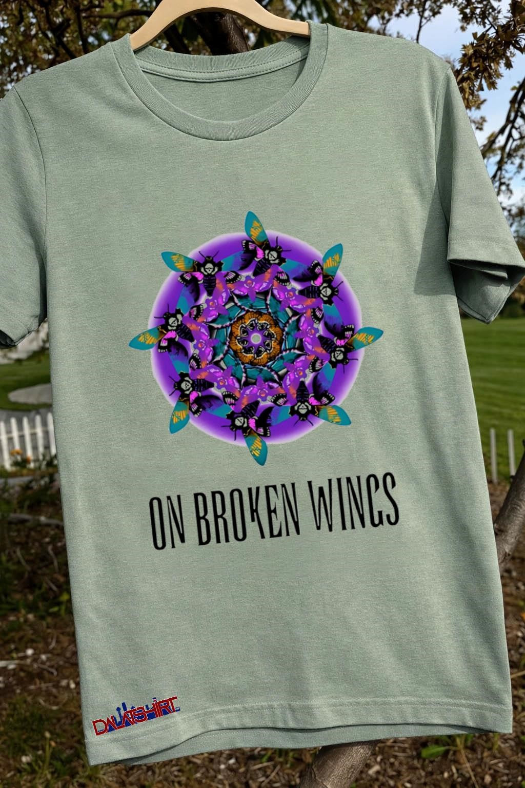 On Broken Wings Colorful Moth Mandala Spiritual shirt