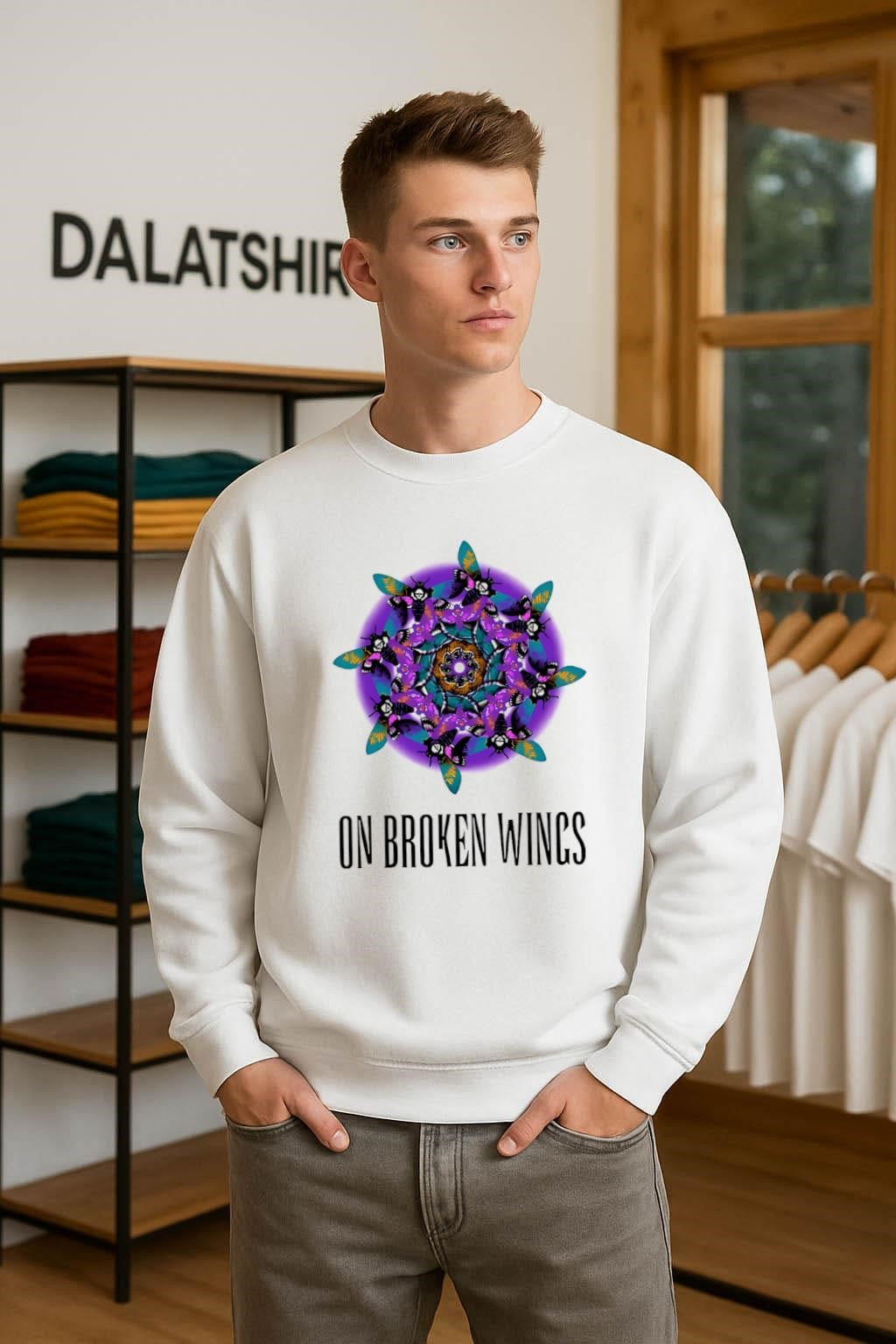 On Broken Wings Colorful Moth Mandala Spiritual shirt