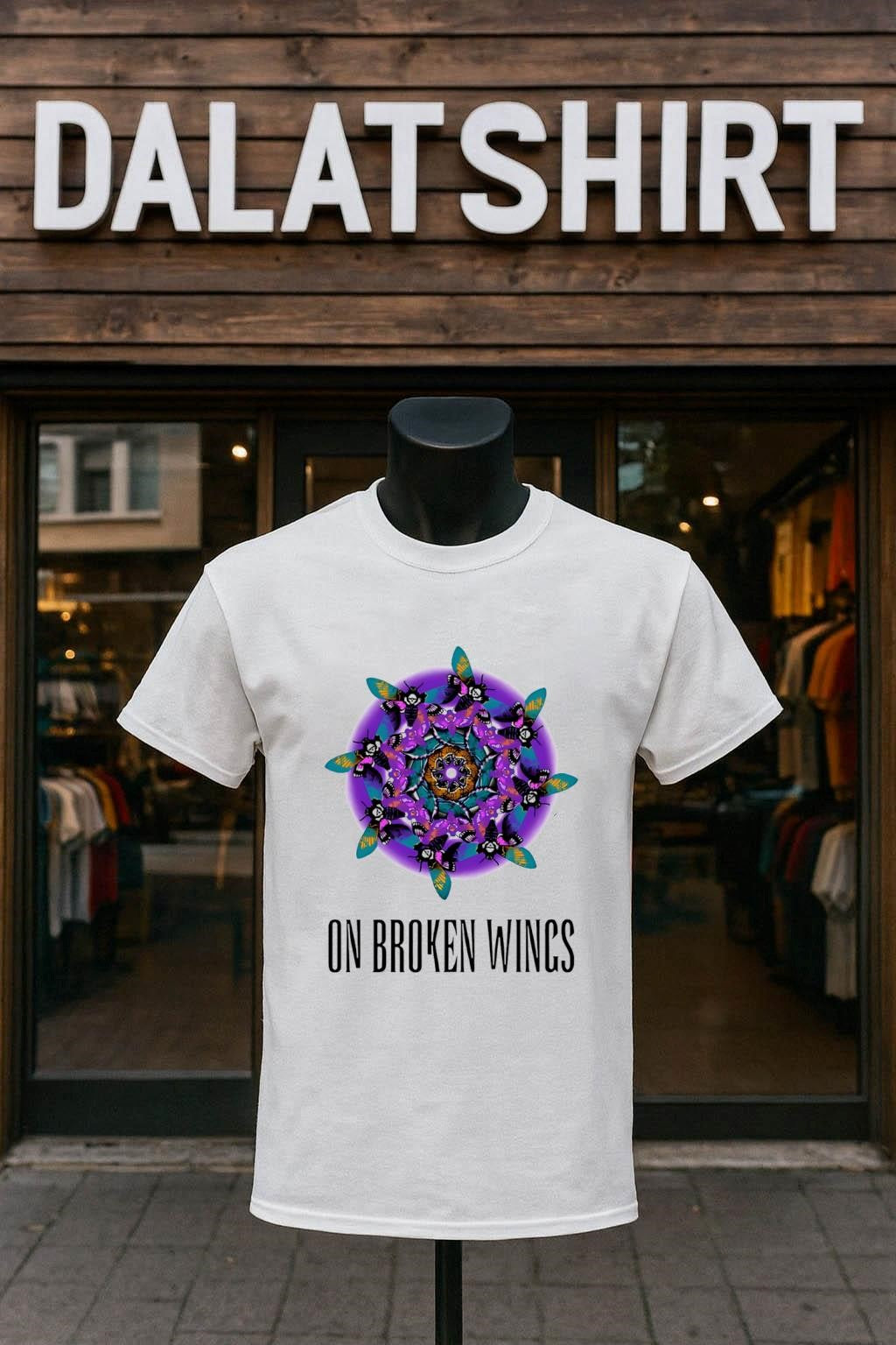 On Broken Wings Colorful Moth Mandala Spiritual shirt