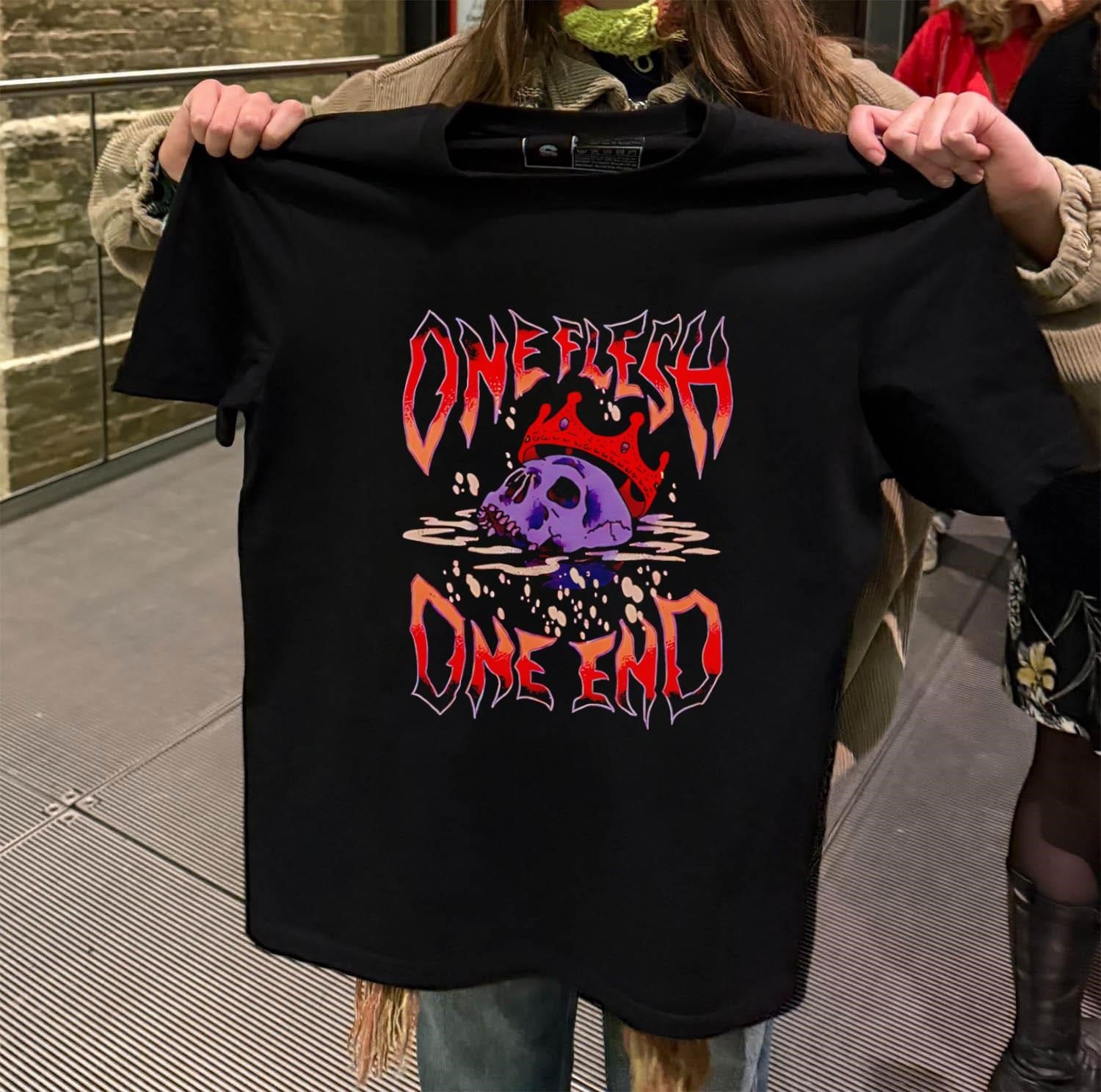 One Flesh One End Crowned Purple Skull Water Reflection shirt