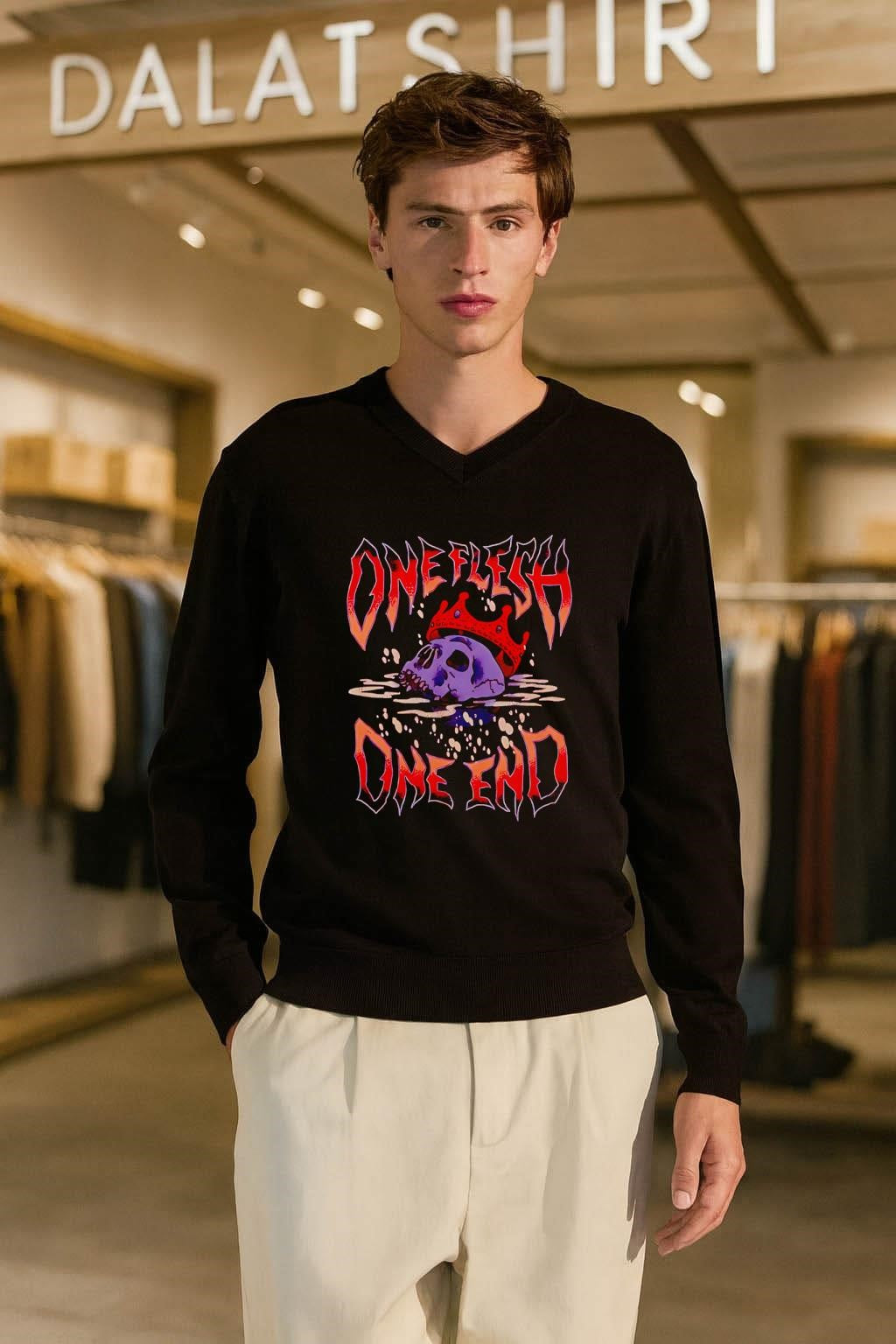 One Flesh One End Crowned Purple Skull Water Reflection shirt
