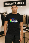 One Man Wolfpack retro rainbow stripes graphic design shirt