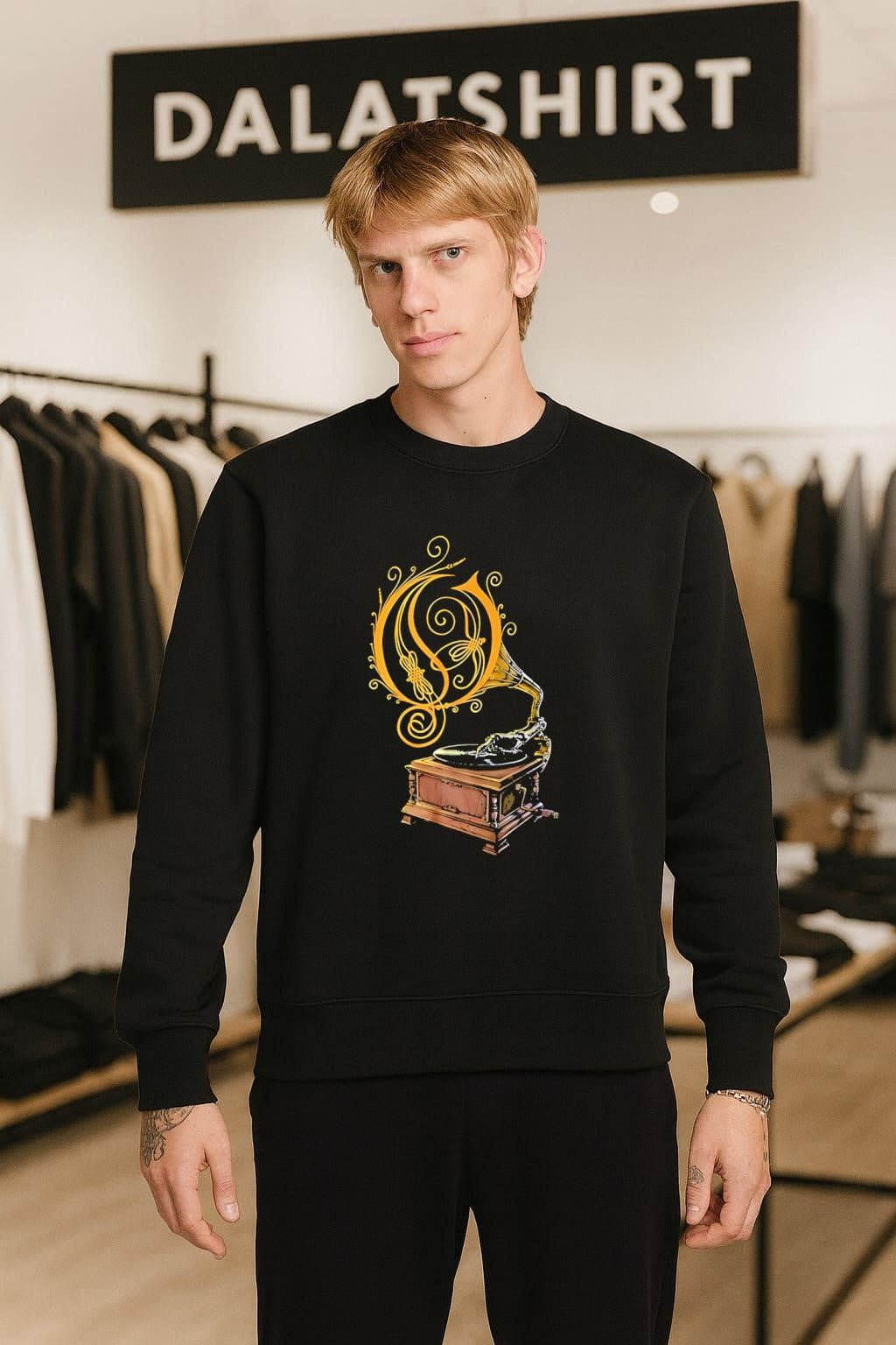 Opeth Gramophone Skeleton Hand Playing Vinyl Record Logo shirt