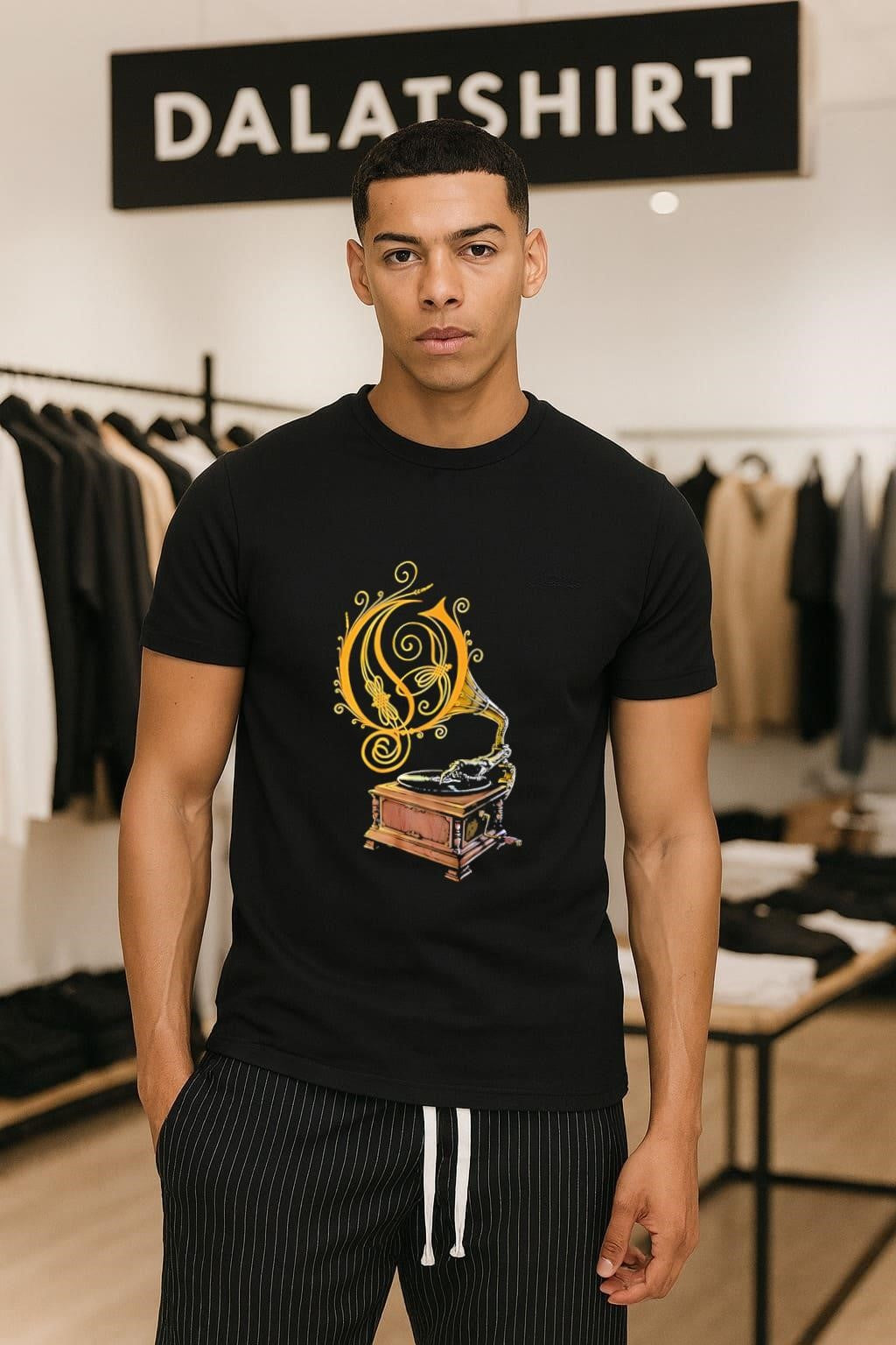 Opeth Gramophone Skeleton Hand Playing Vinyl Record Logo shirt