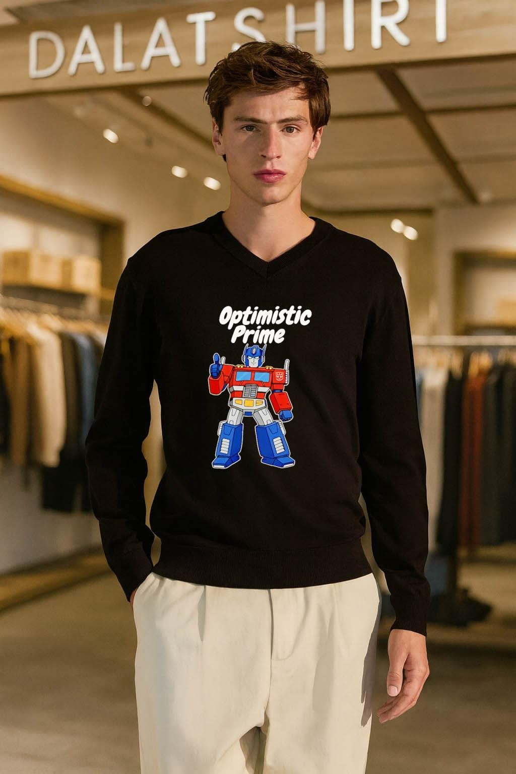 Optimistic Prime Transformers Optimus Prime Thumbs Up Pun Character shirt