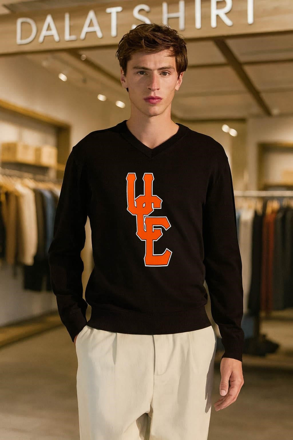 Orange UC Interlocking Letters Varsity Sports Logo shirt