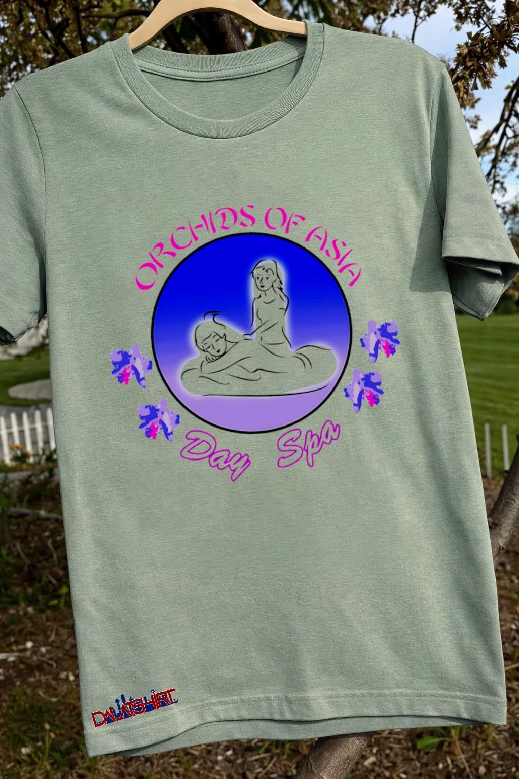 Orchids Of Asia Day Spa Logo Pink And Blue Design shirt